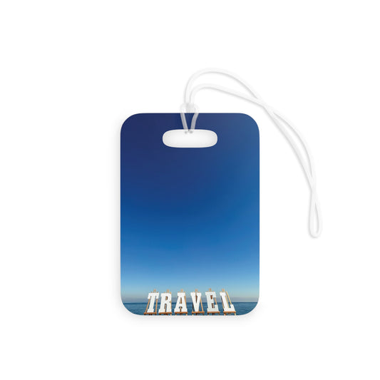 Plastic Luggage Tag Same Print on each side with a Glossy Finish and clear Acrylic tie. "Seaside Travel Tag"