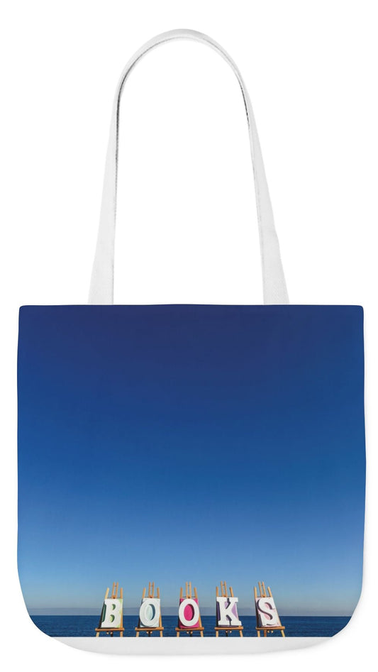 Book Tote Bag 18” x 18” different print on each side.5 Handle Color Options. “Seaside & Beachfront Book Tote Bag”
