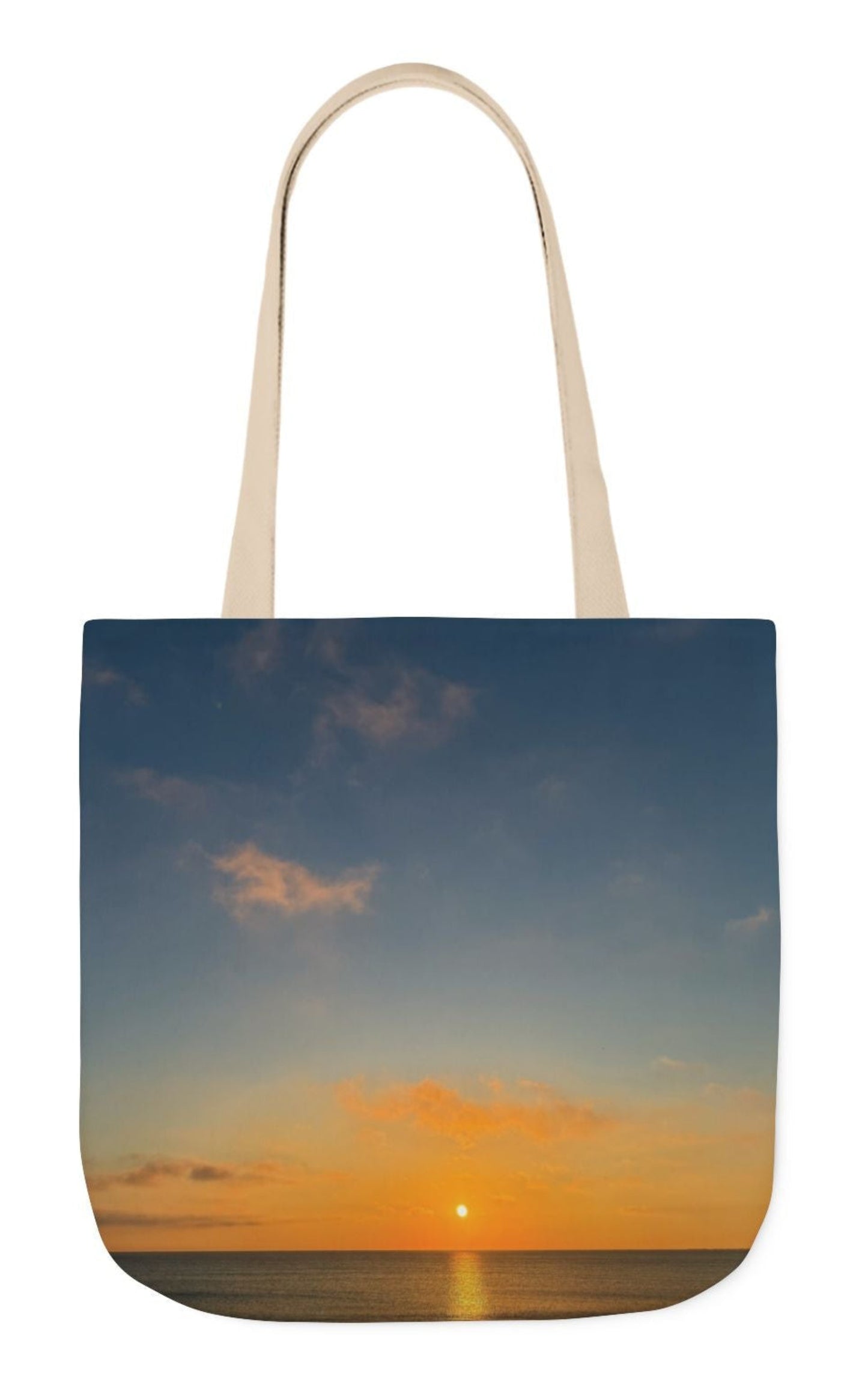 pet's name tote bag 13 x 13 seaside sunrising