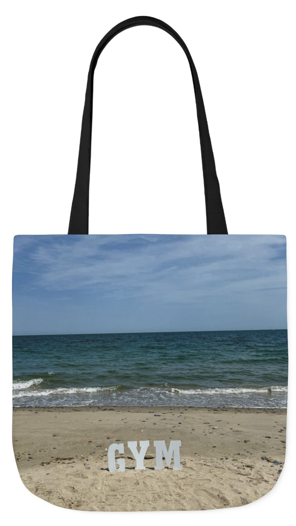 Gym Tote Bag 18” x 18” Same Print on Each Side. 4 Different Handle Color Options. “Beach Gym Bag”