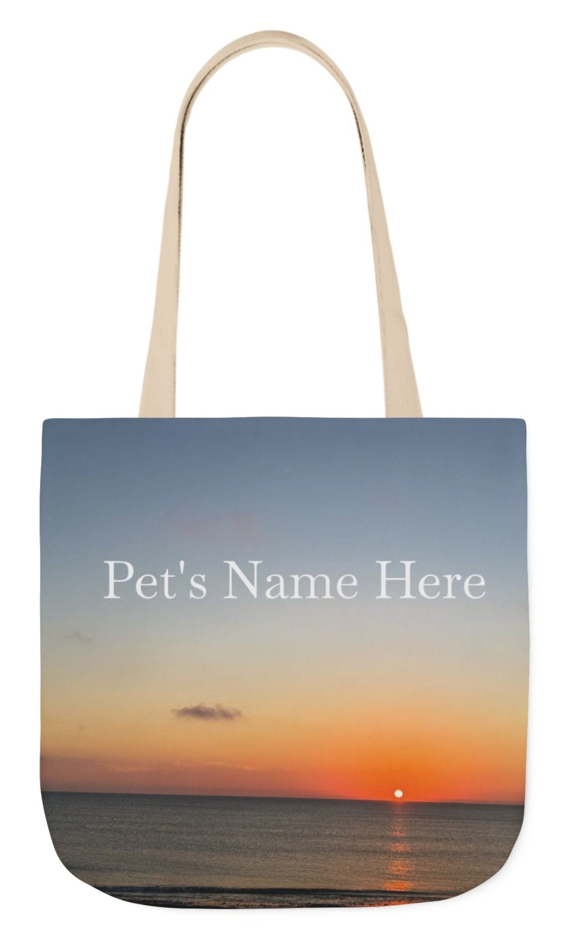 pet's name tote bag with pink handles sunrising