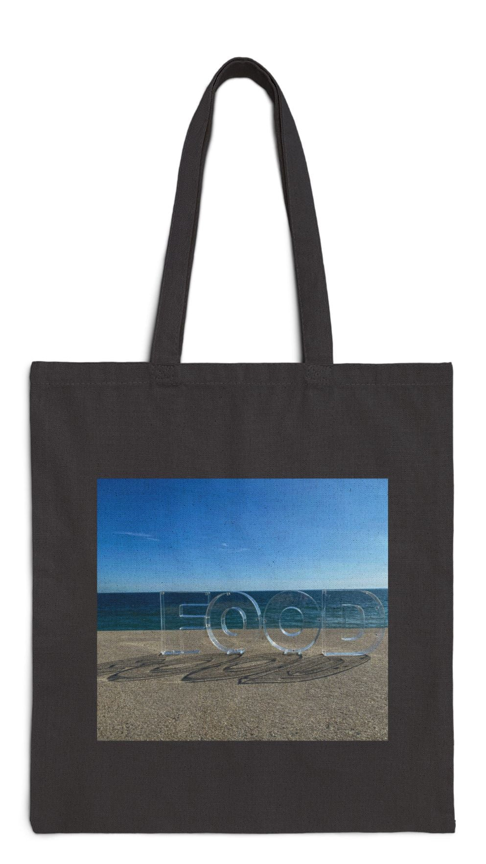 Food Tote Bag 15" x 16" Cotton Canvas Different Print on Each Side. "Seaside Food Reflections Bag"