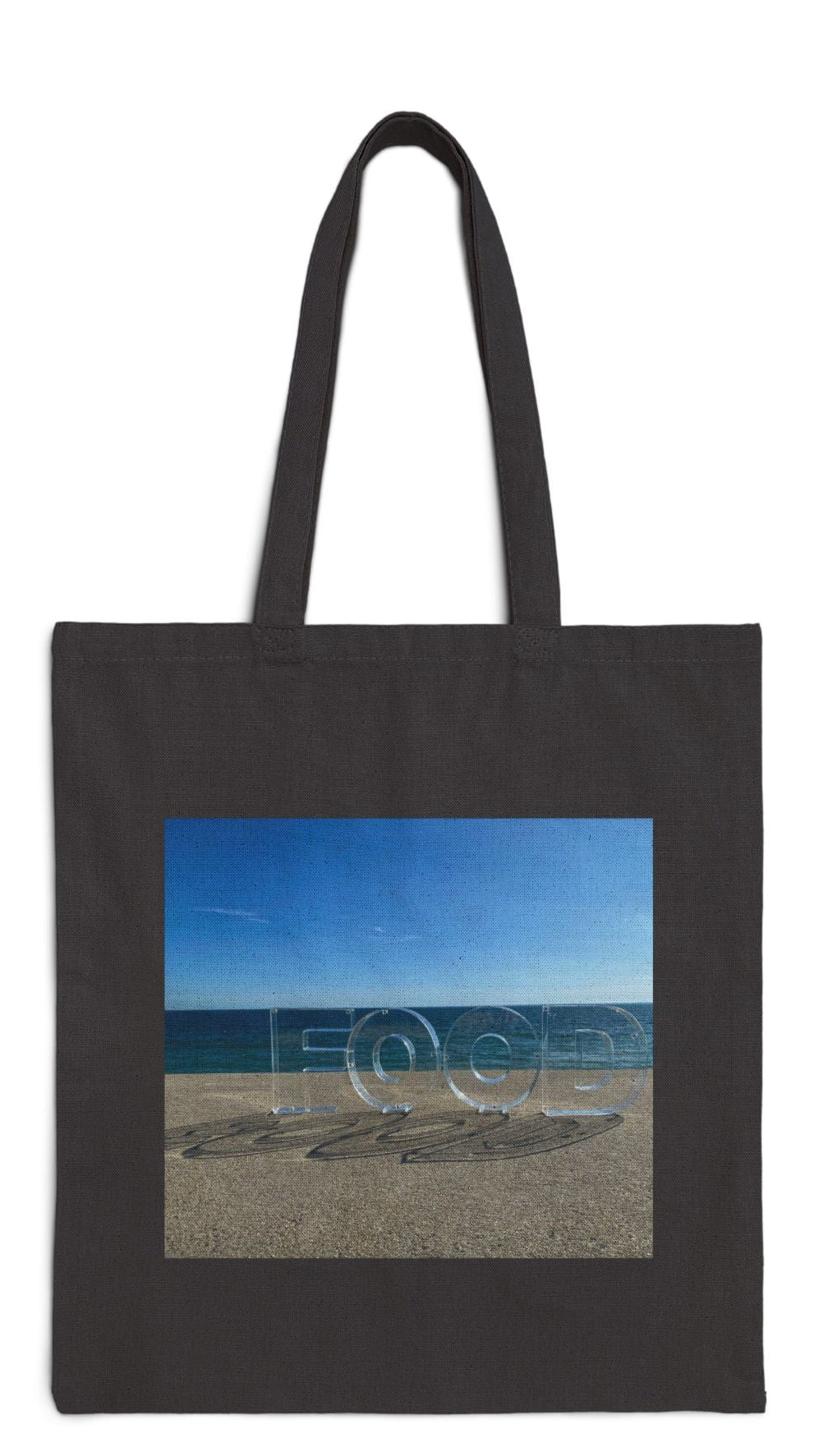 Food Tote Bag 15" x 16" Cotton Canvas Different Print on Each Side. "Seaside Food Reflections Bag"