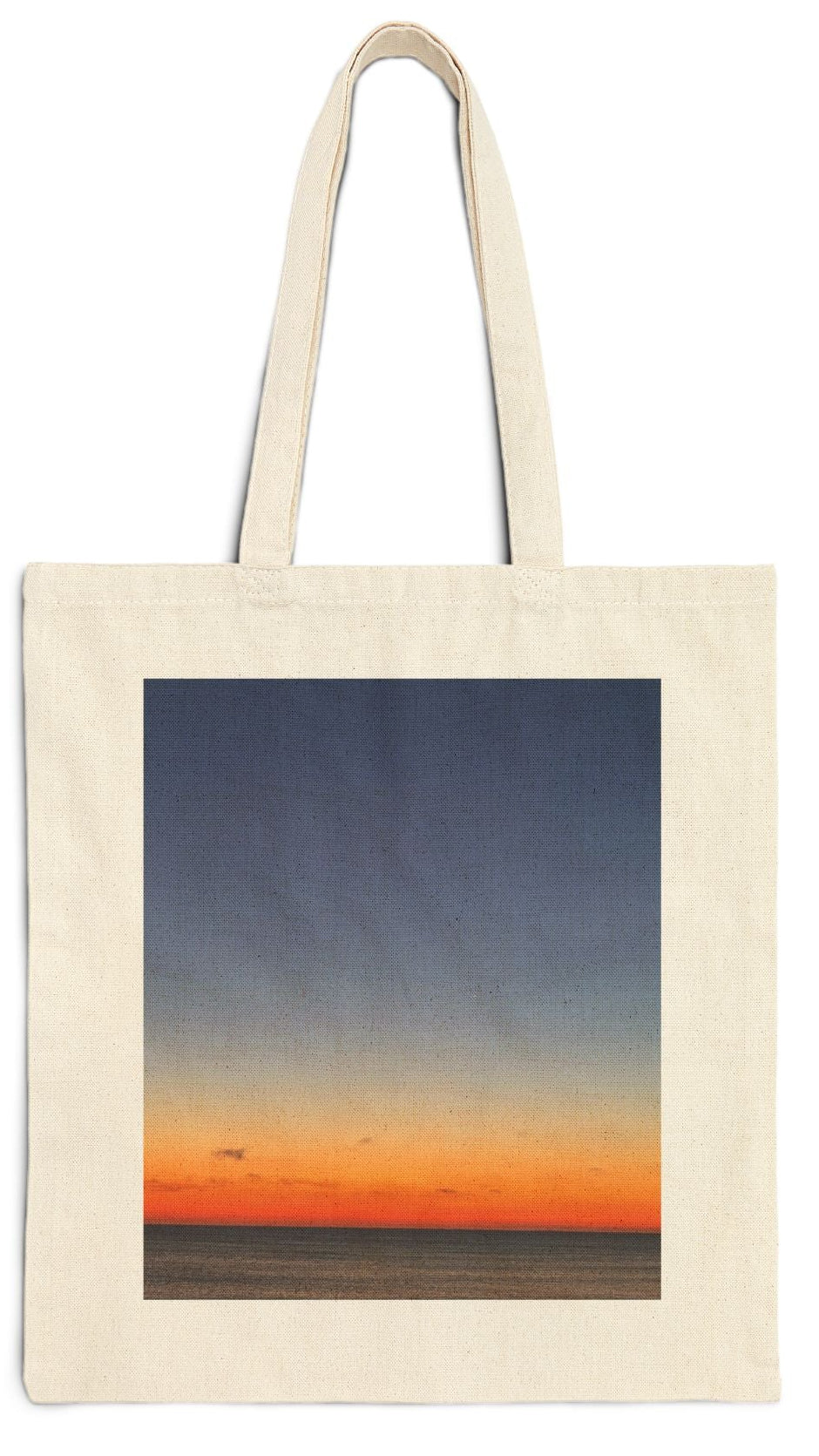 Everyday Tote Bag 15" x 16" Natural Color Cotton Canvas Tote Bag. “Seaside Daybreak & Sunrising”