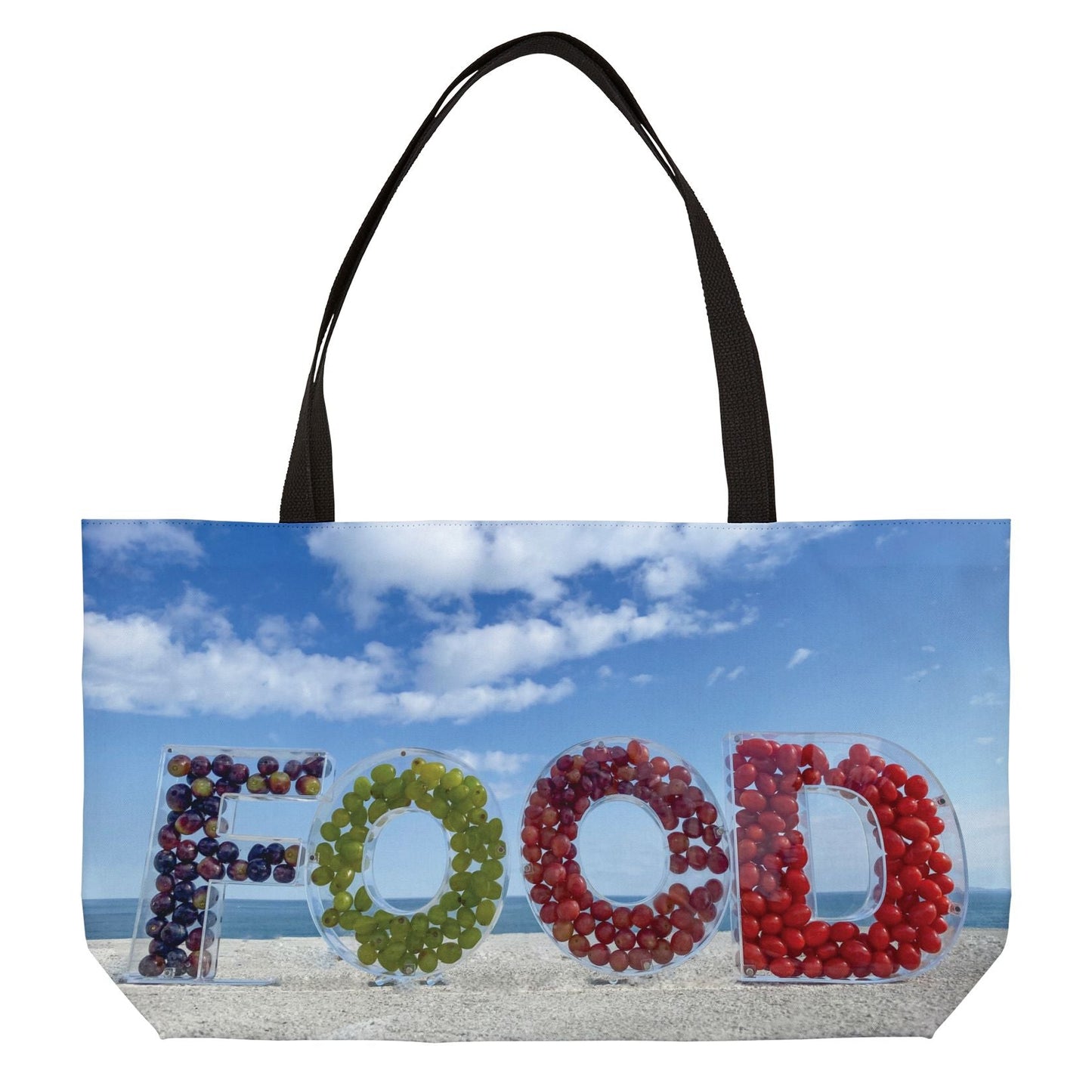 Food Weekender Tote Bag 24" x 13" Same Print on Both Sides. "Seashore Food Bag"