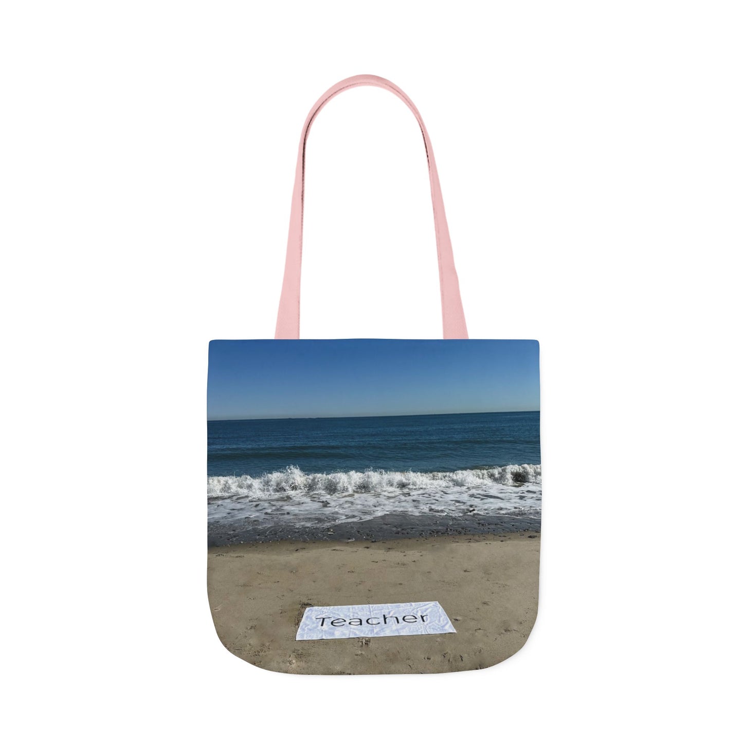 Teacher Tote Bag 18” x 18”  same print on each side. 5 Handle Color Options. “Beachfront Teacher Bag”