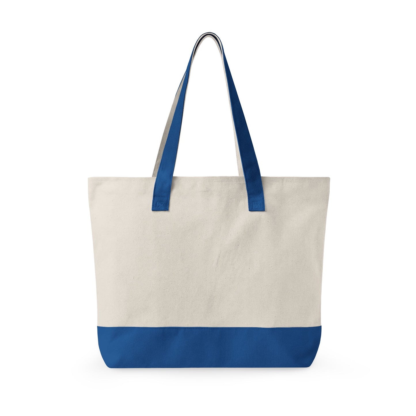 Personalized Travel Tote Bag with Zippers and Blue Trim. “Seaside Travel Bag”