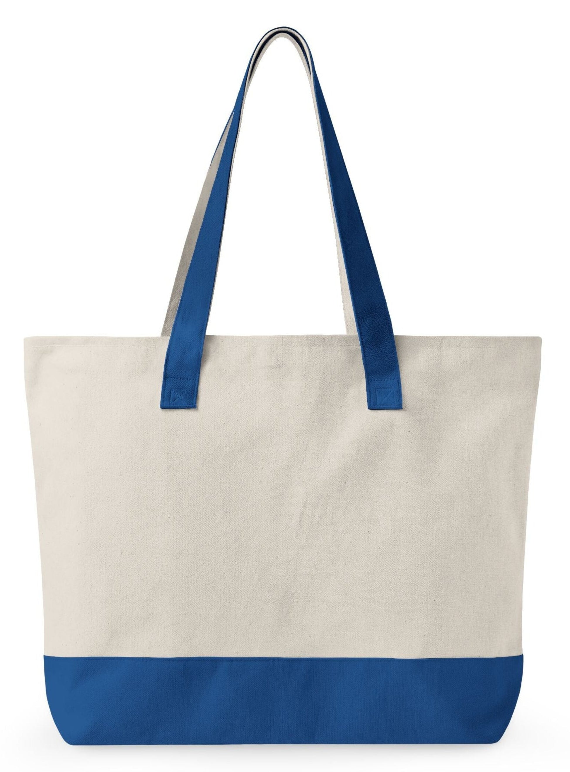 back of canvas personalized zippered travel tote bag