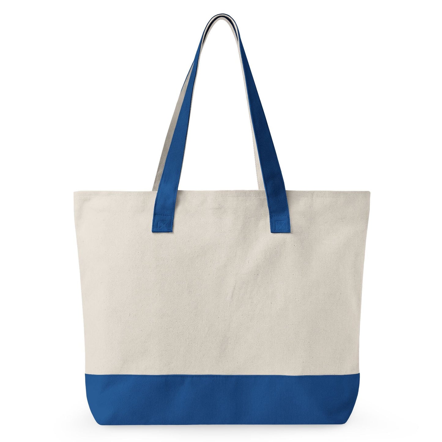 "New" Personalized Travel Tote Bag with Zippers and Blue Trim. “Seaside Travel Bag”