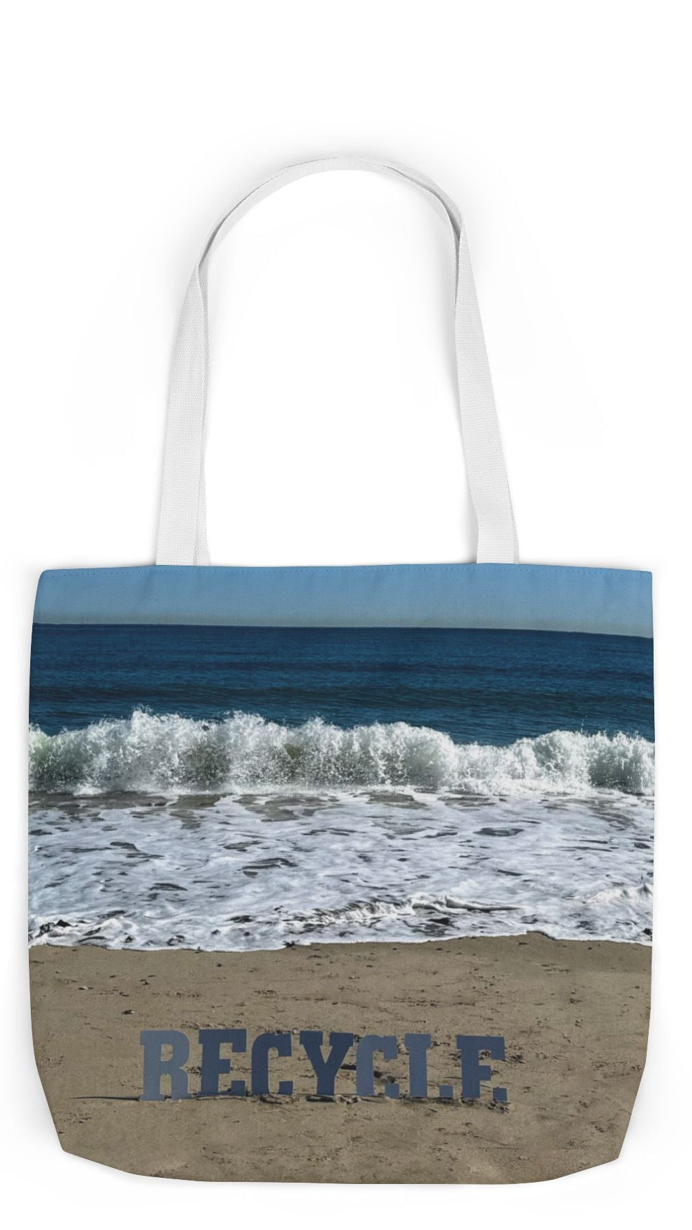 Recycle Tote Bag 18” x 18” same print on each side. 5 Handle Color Options. "Beach Recycle Bag"