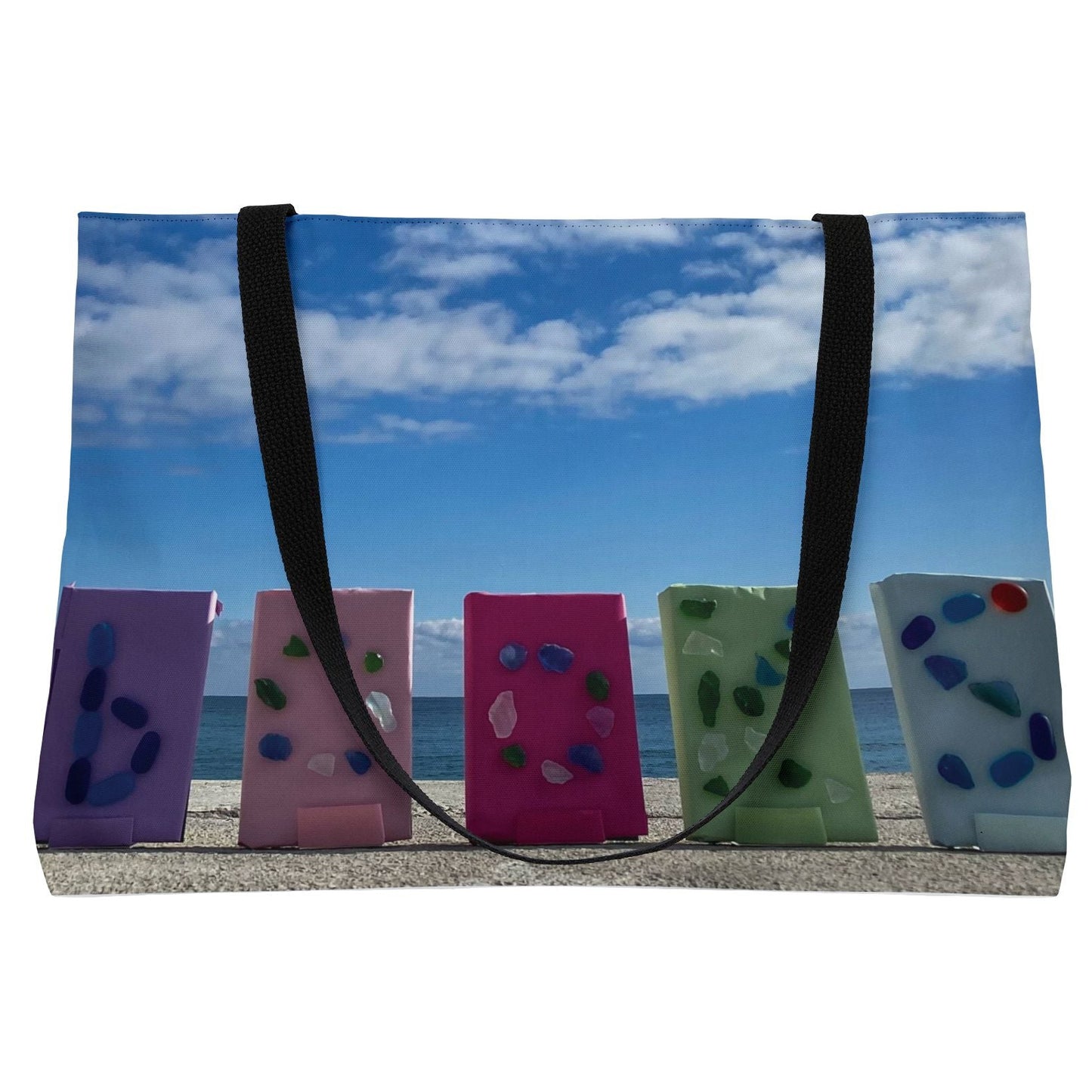 Book Weekender Tote Bag 24" x 13" Same Print on Both Sides. "Shoreline Books"