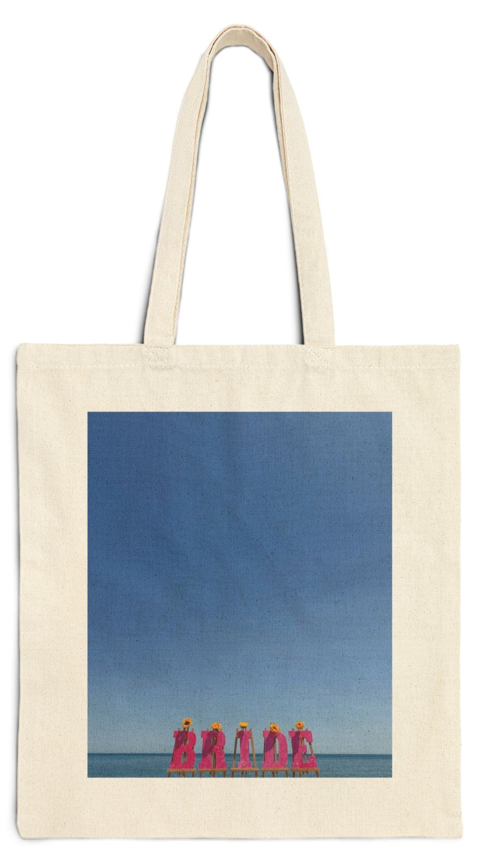 Bride Tote Bag 15" x 16" Cotton Canvas Print on One Side. "Shoreline Bride Bag"