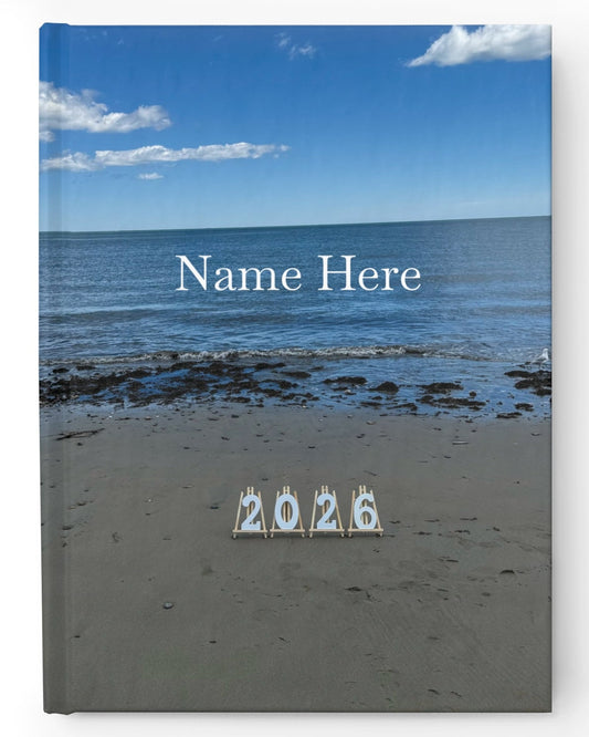 2026 Hardcover Blank Journal - Ruled Line.(Personalized) “2026 Seagull on the Beach"