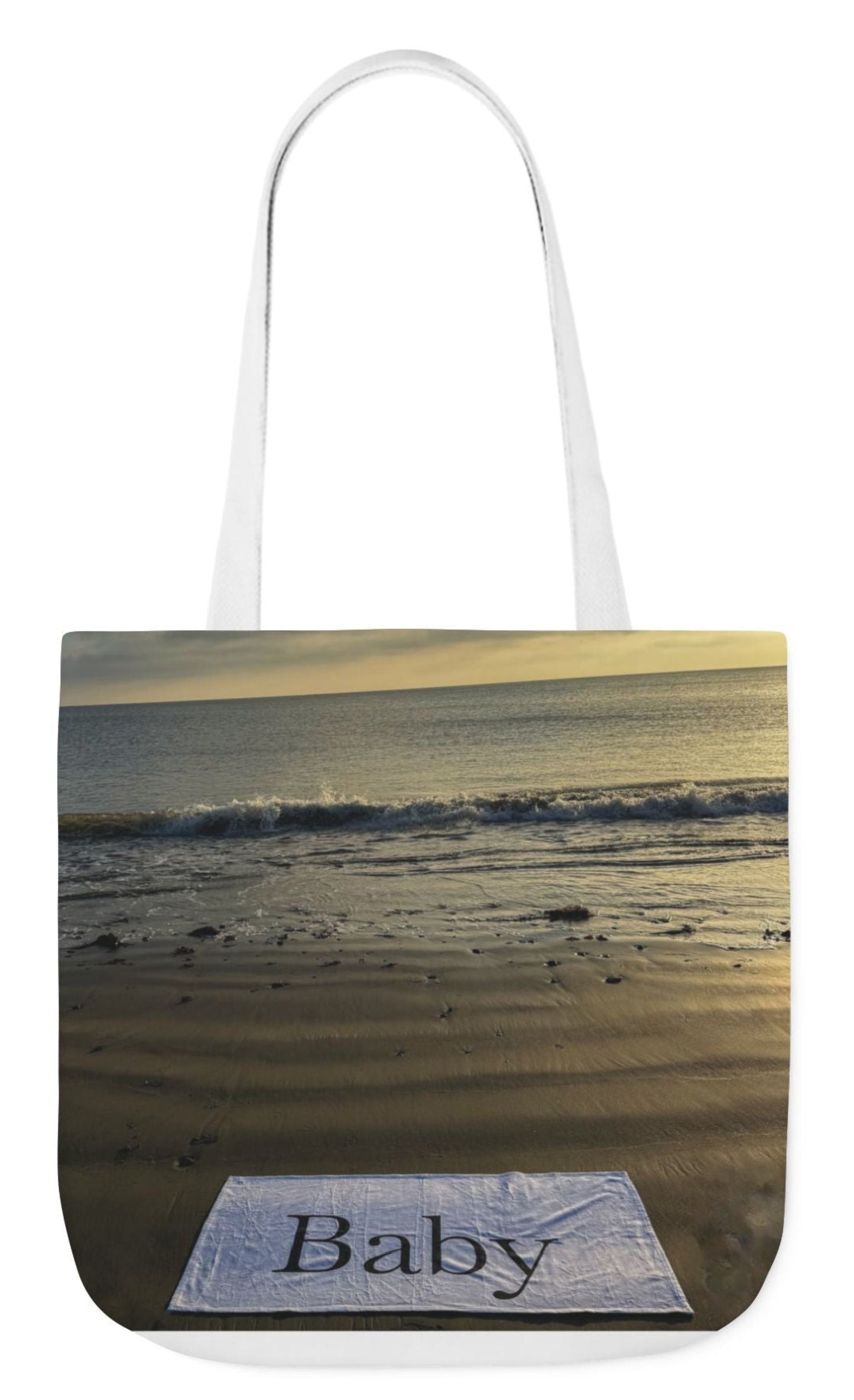 baby tote bag with white handles beach theme 18" x 18"