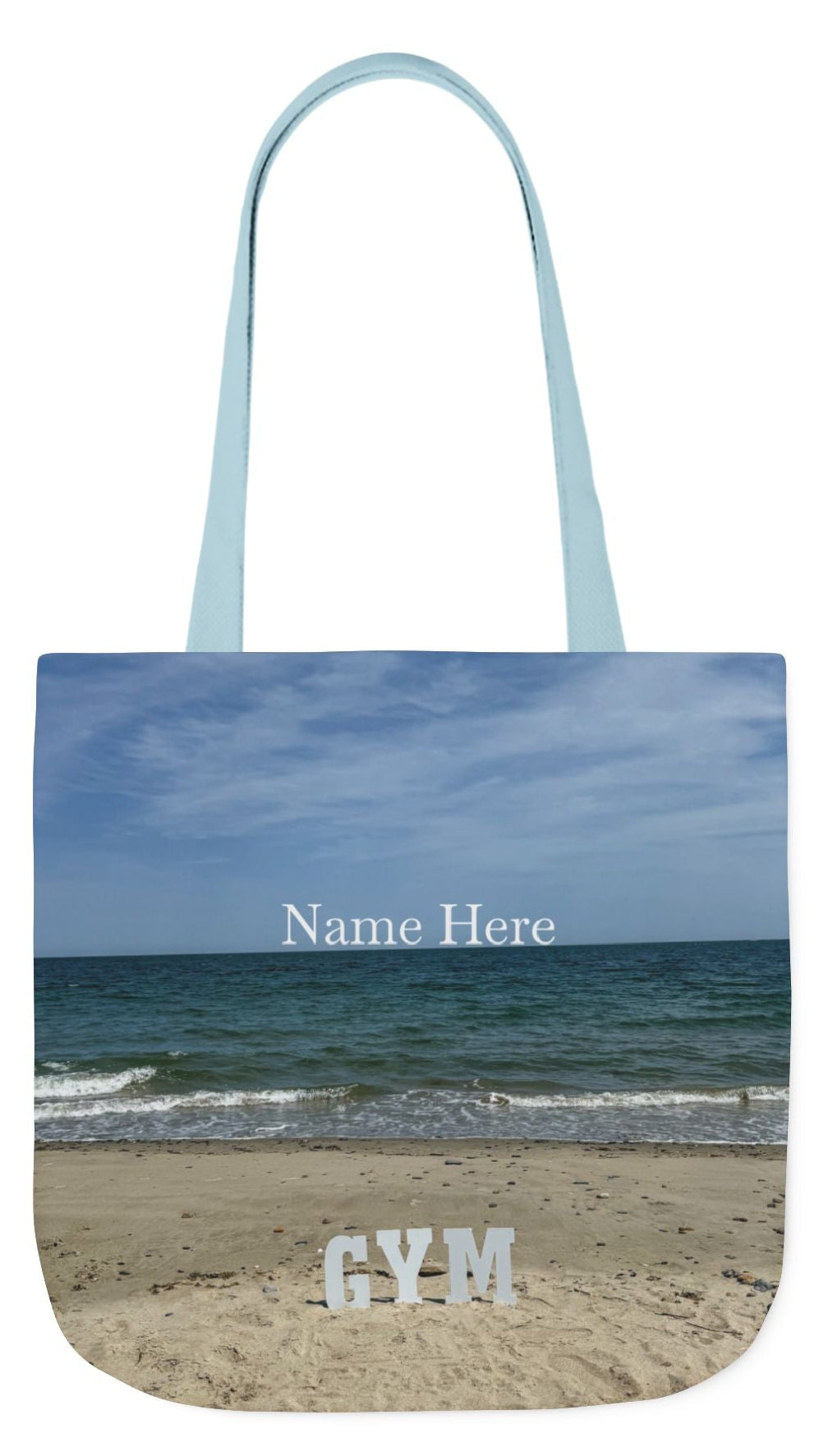Gym Tote Bag 18” x 18” Same Print on Each Side. 4 Handle Color Options. “Beach Gym Bag Personalized"