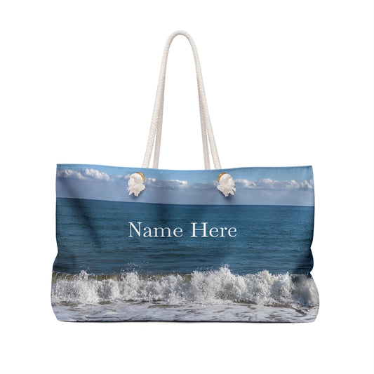 Personalized Bride Weekender Tote Bag “Big Waves & Shore Bird"