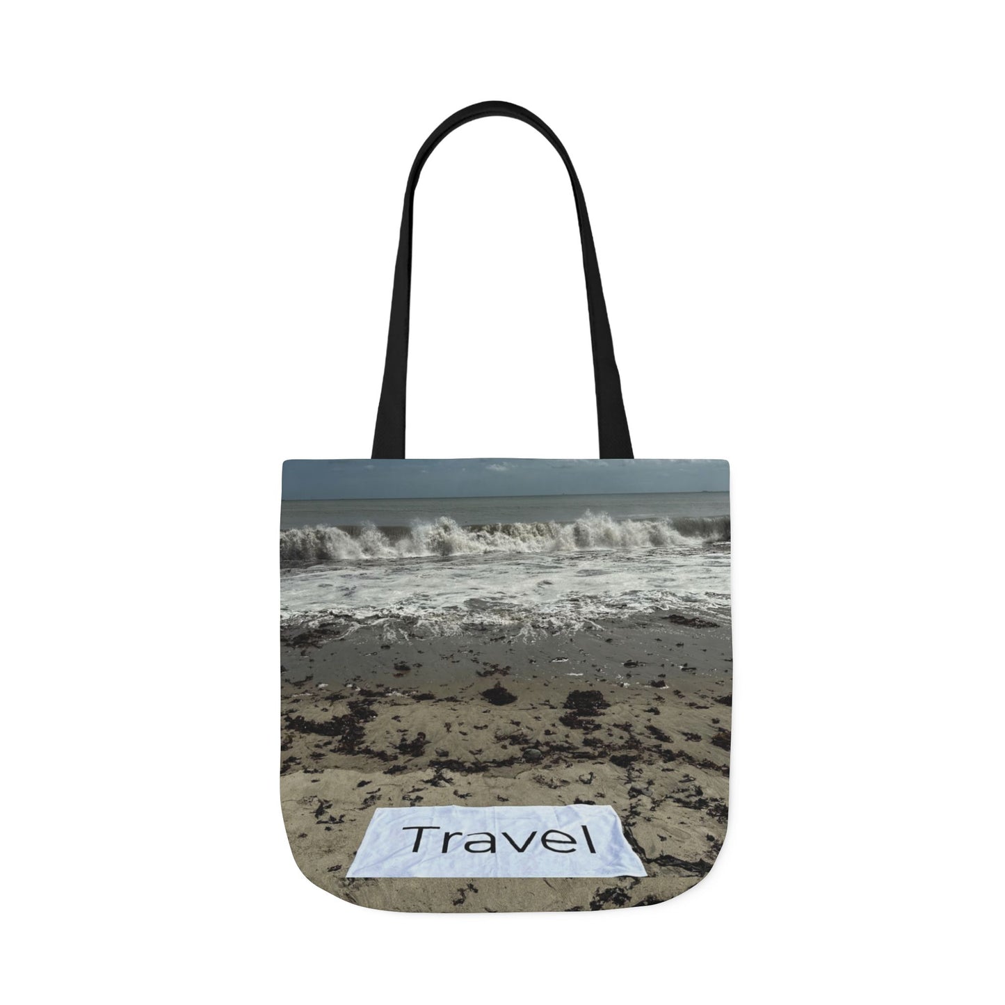 Travel Tote Bag 18” x 18” Same Allover Print on each Side. 4 Handle Color Options. “Wild Waves Travel Bag”