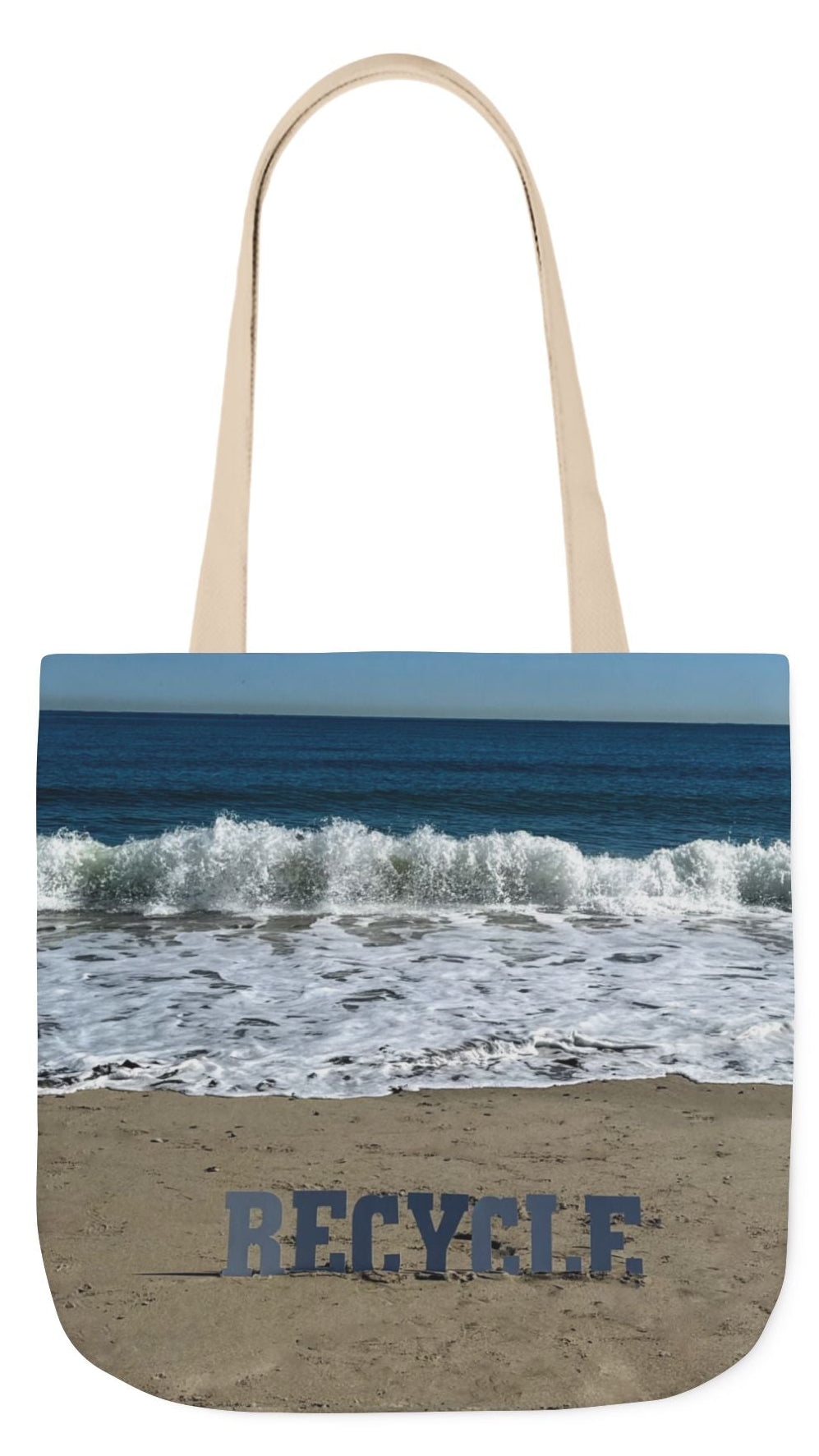 Recycle Tote Bag 18” x 18” same print on each side. 5 Handle Color Options. "Beach Recycle Bag"