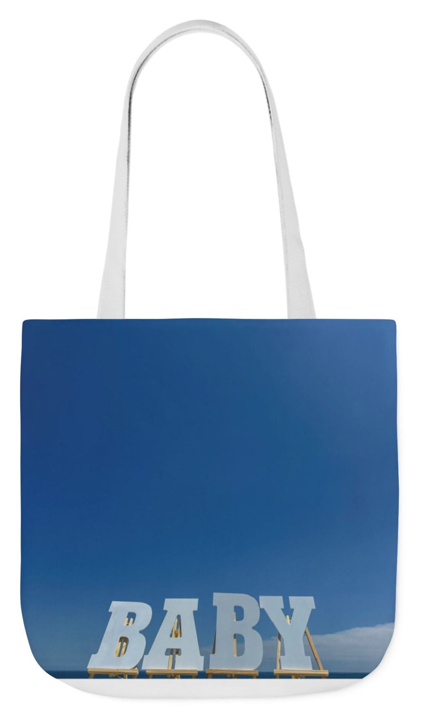 back of personalized baby tote bag 18" x 18"