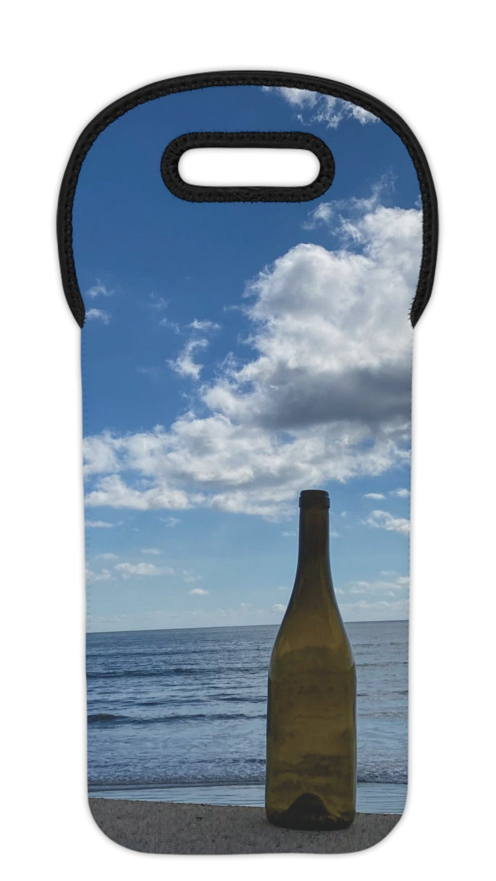 Wine Tote Bag for 1 Bottle with Same Print on Both Sides. "Shoreline Cloud Bottle"