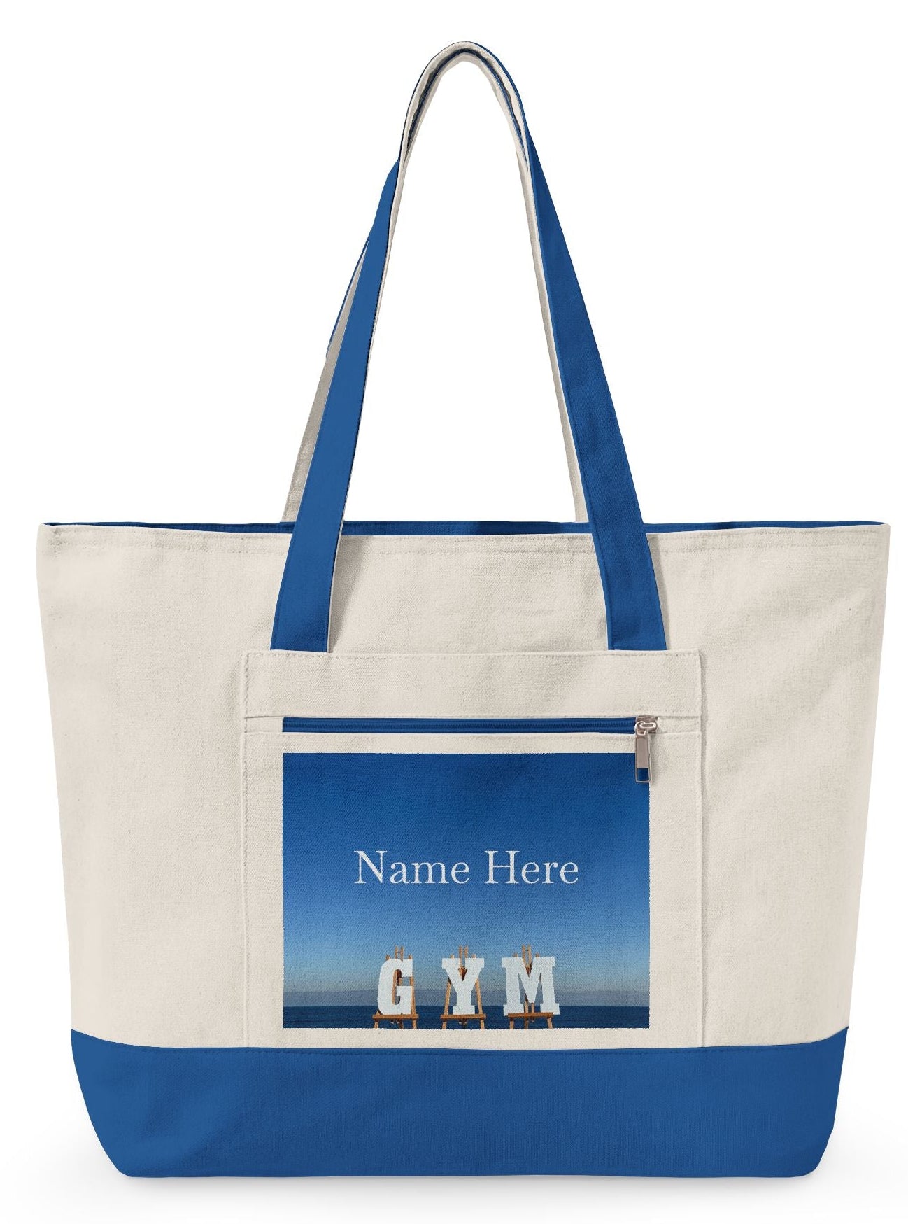 Personalized Seaside Gym Tote Bag - Zippered Series