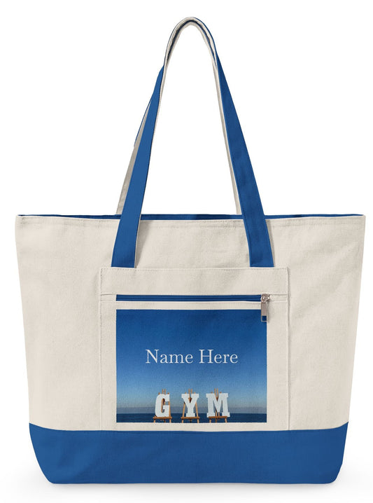 Personalized Seaside Gym Tote Bag - Zippered Series