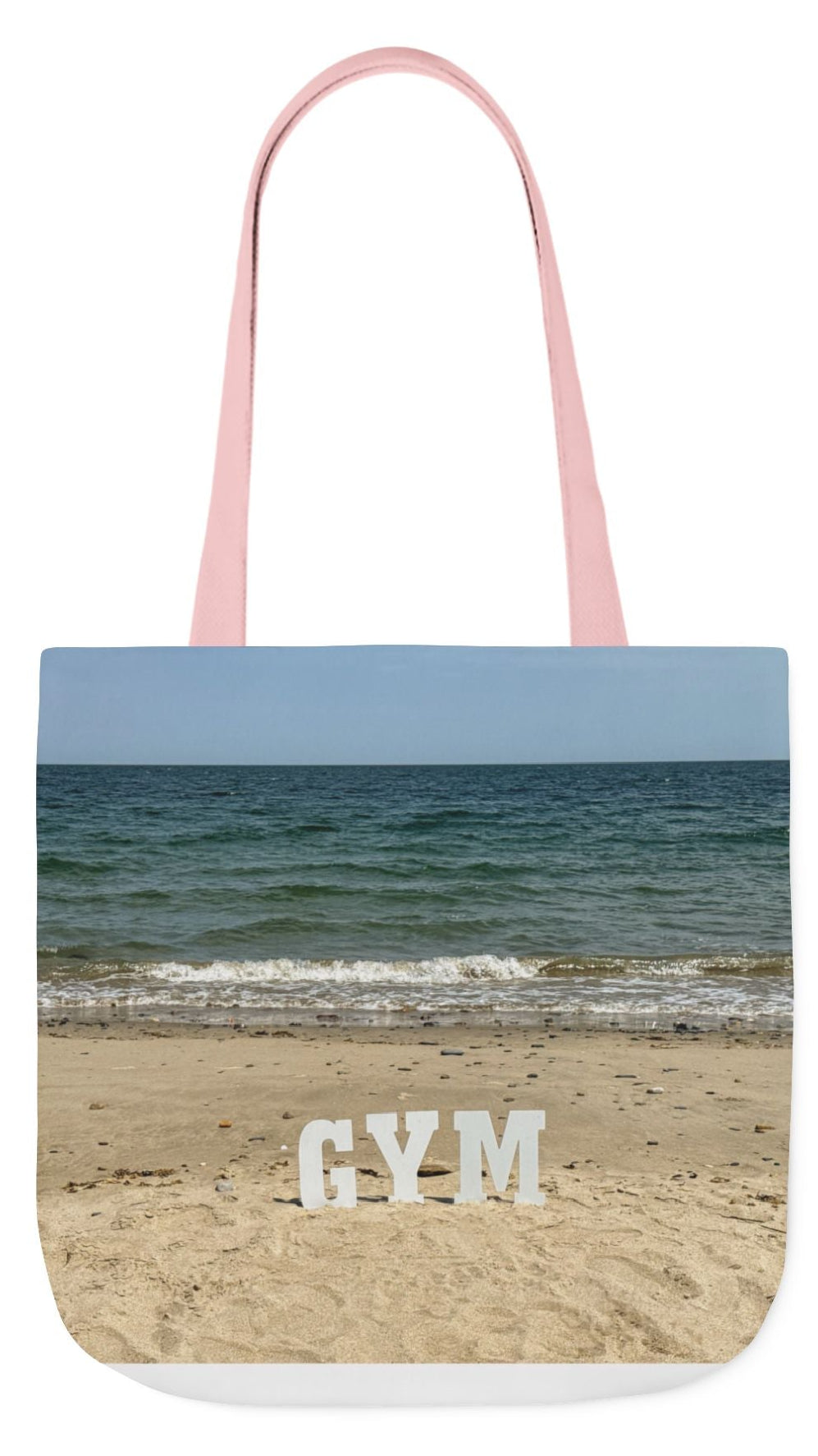 Gym Tote Bag 18” x 18” different print on each side. 5 Handle Color Options. “Seaside & Beach Gym Bag”
