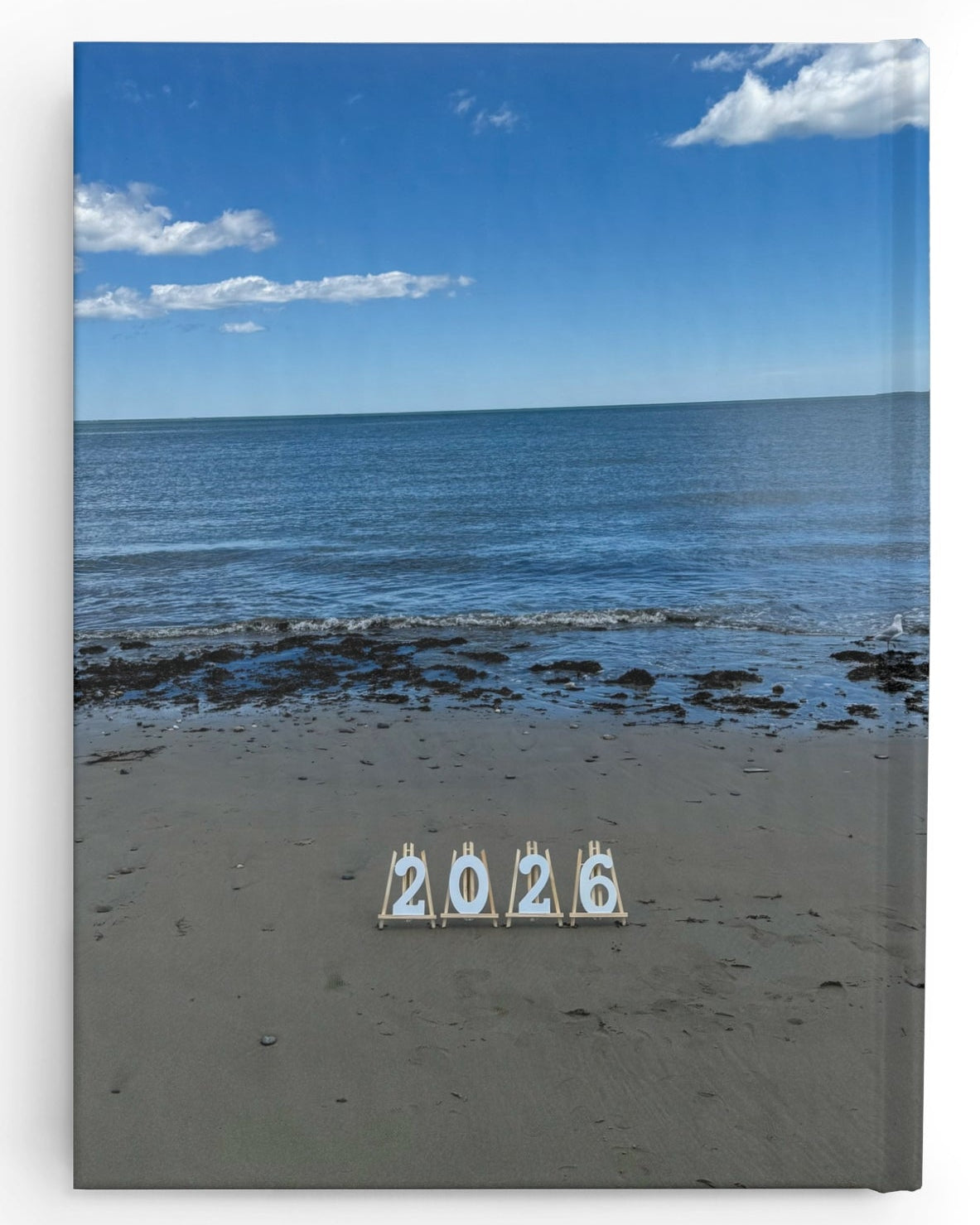 2026 Hardcover Blank Journal - Ruled Line.(Personalized) “2026 Seagull on the Beach"