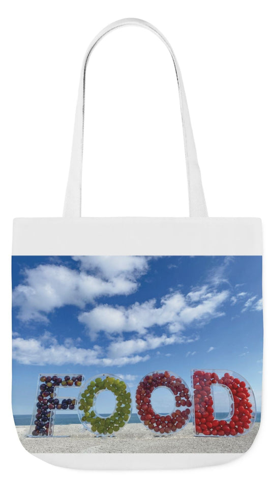 Food Tote Bag 18" x 18" Same Print on Both Sides, 4 Handle Color Options, "Seashore Food Bag"