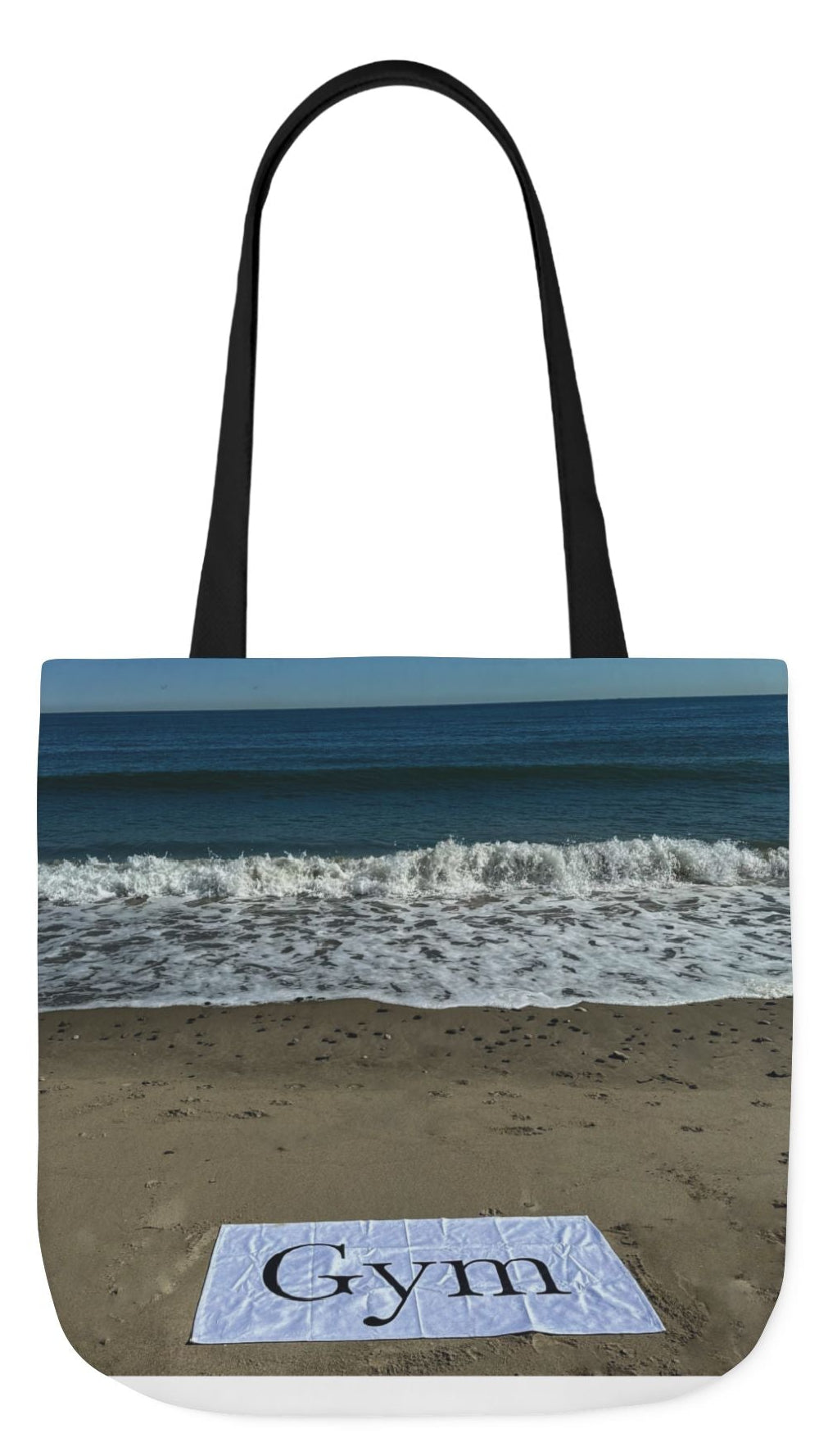 Gym Tote Bag 18” x 18” same print on each side. 5 Handle Color Options. "Beachfront Gym Bag