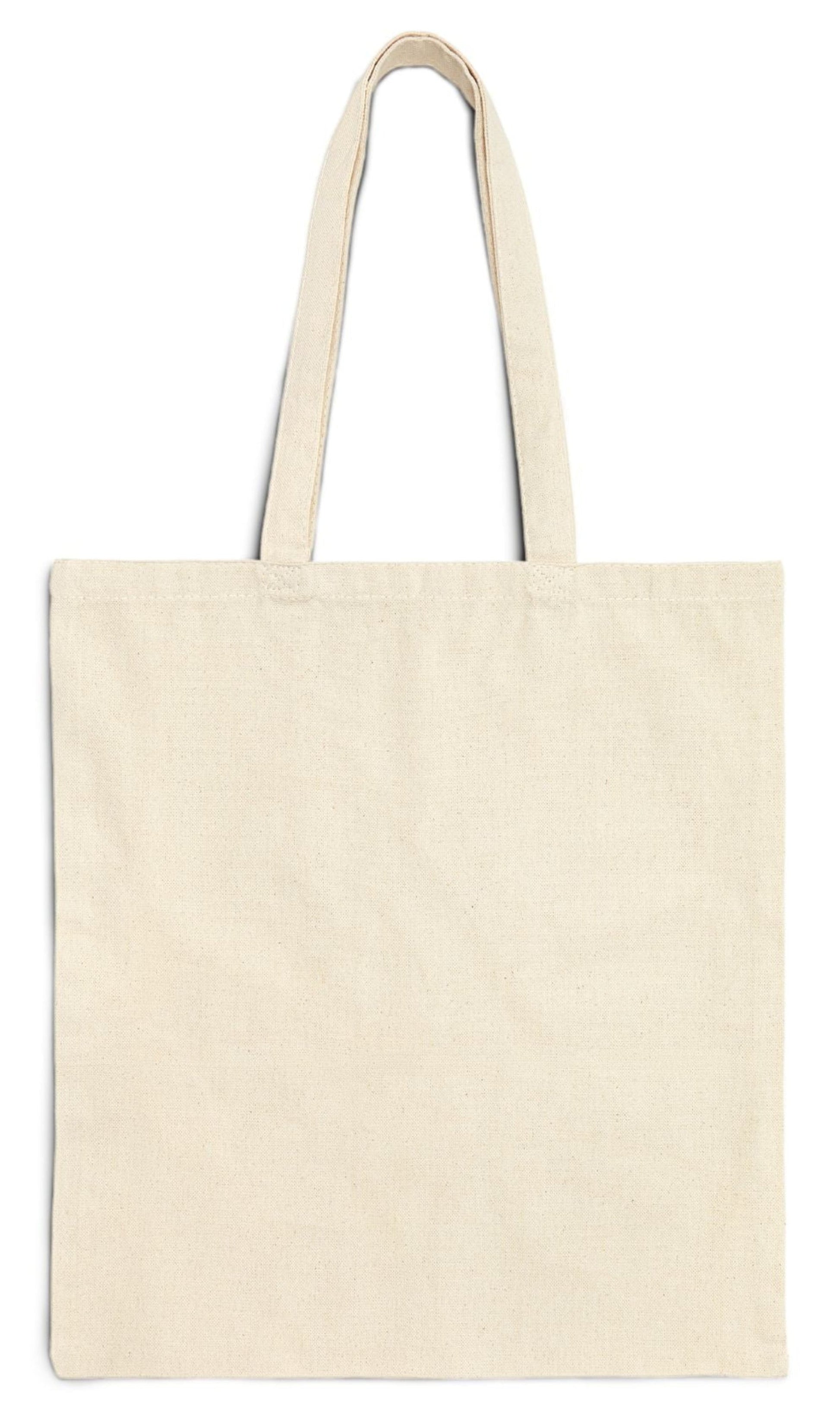 back of personalized bridesmaid tote bag in natural color cotton canvas