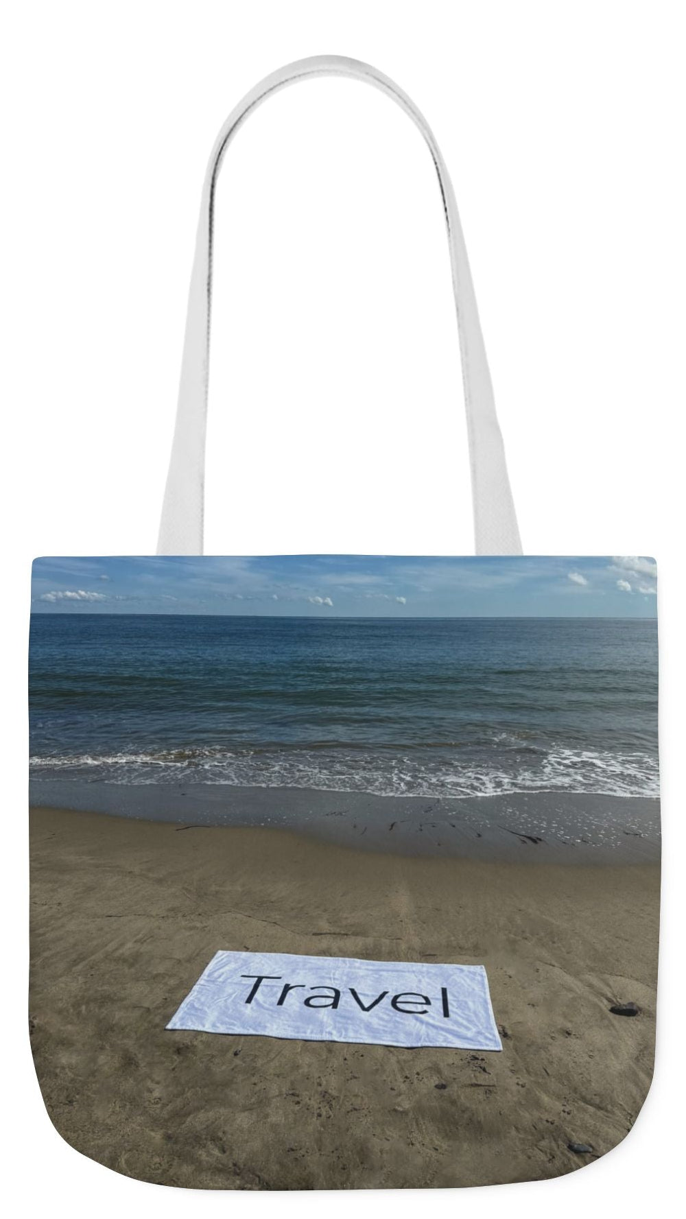 Travel Tote Bag 18” x 18” same print on each side. 4 Handle Color Options. “Beachfront Travel Bag”