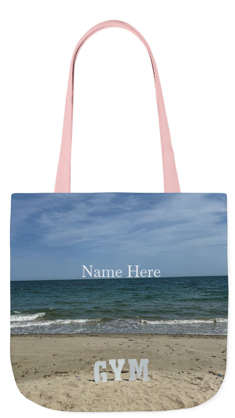 Gym Tote Bag 18” x 18” Same Print on Each Side. 4 Handle Color Options. “Beach Gym Bag Personalized"