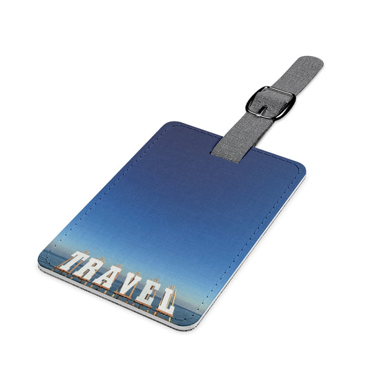 Polyester Luggage Tag Rectangle with strap Print on one side fabric on the other. " Seaside Travel Tag"