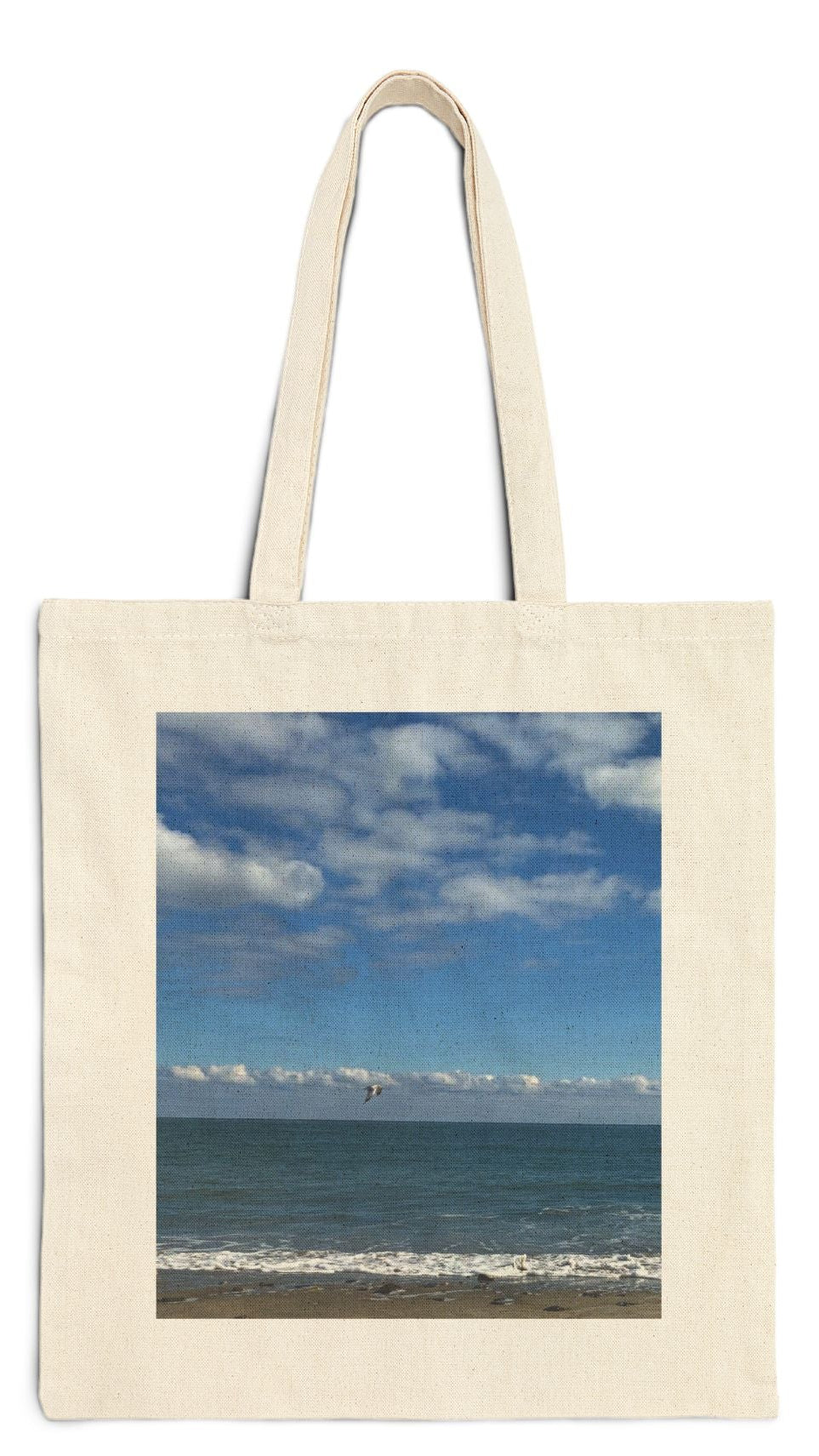 Everyday Tote Bag Natural Color 15" x 16" Cotton Canvas Print on One Side. "Shore Bird"