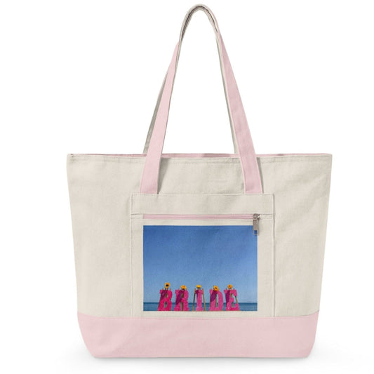"New" Bride Tote Bag with Zippers and Pink Highlights. "Beachfront Bride Bag"