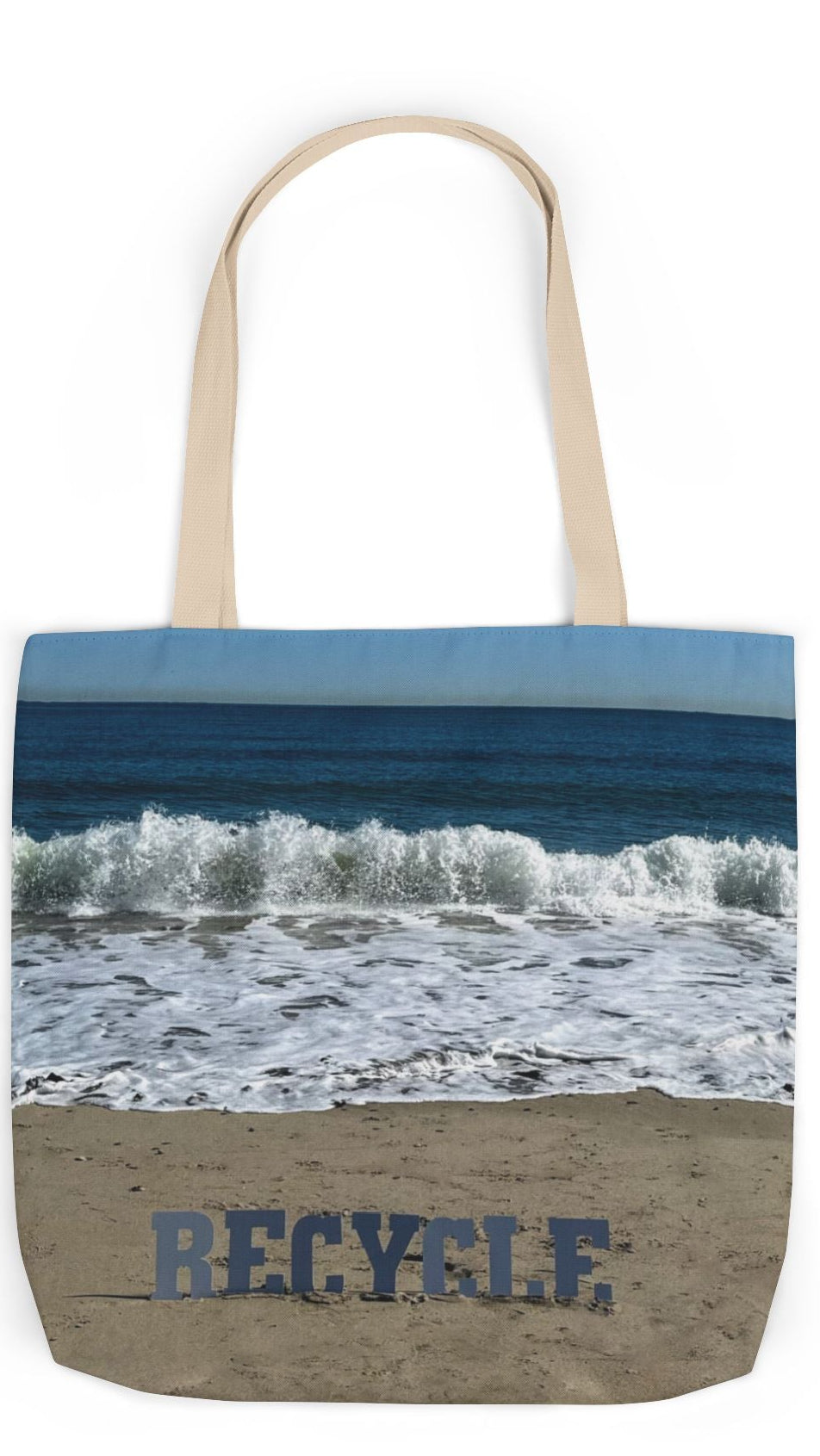 Recycle Tote Bag 18” x 18” same print on each side. 5 Handle Color Options. "Beach Recycle Bag"