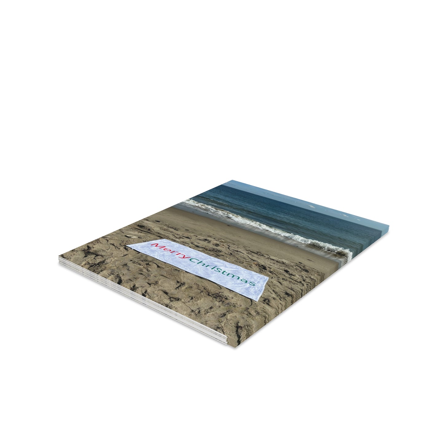 Christmas Cards 8 Pack with Envelopes Blank Inside 4.25" Width 5.50" Height  "Beachfront Christmas"