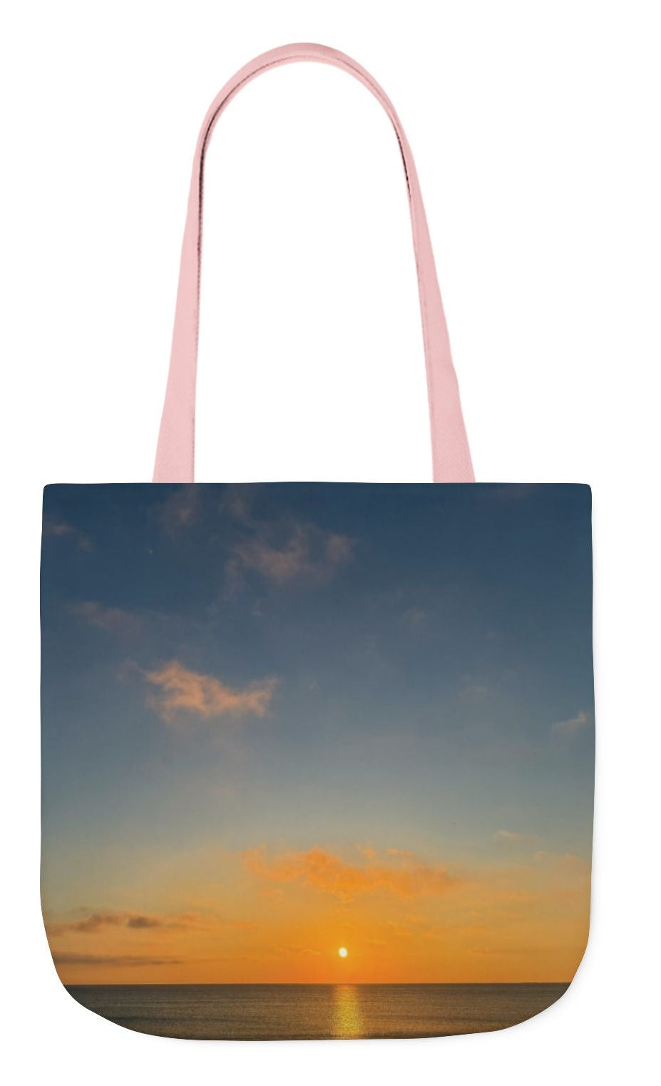 pet's name tote bag back 13 x 13 pink handles seaside sunrising