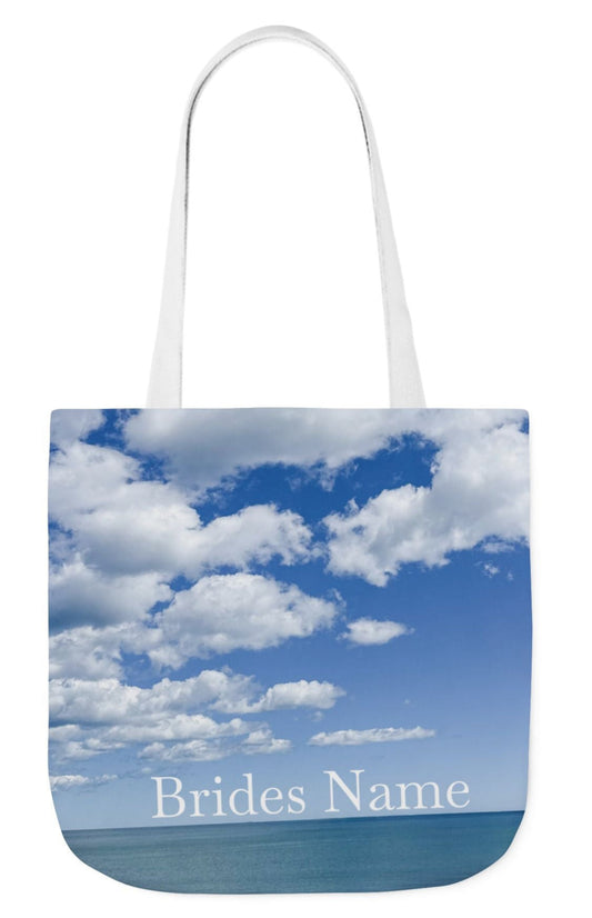 personalized bride tote bag 18 x 18 with white handles