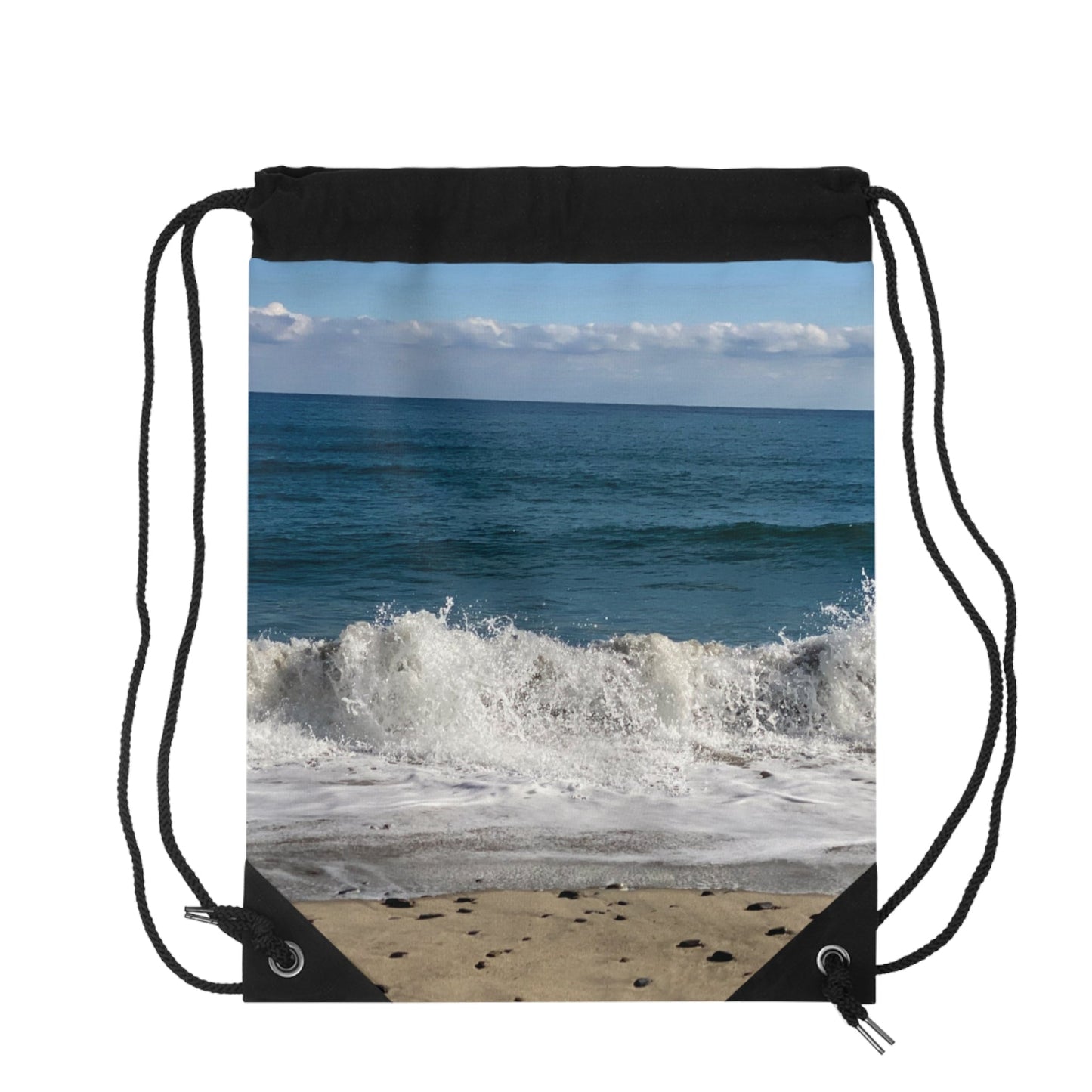 Lightweight Drawstring Bag Same Print on Each Side "Big Waves"