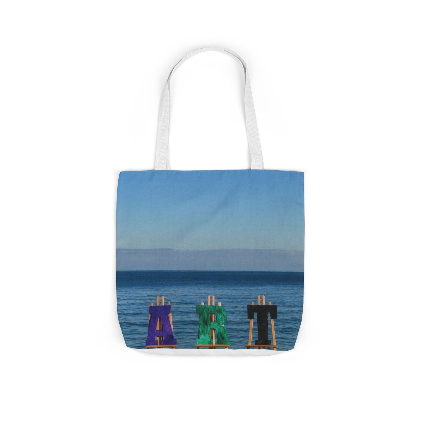 Art Tote Bag 18" x 18" same print on each side, 5-Color Handle options. "Seashore Art"