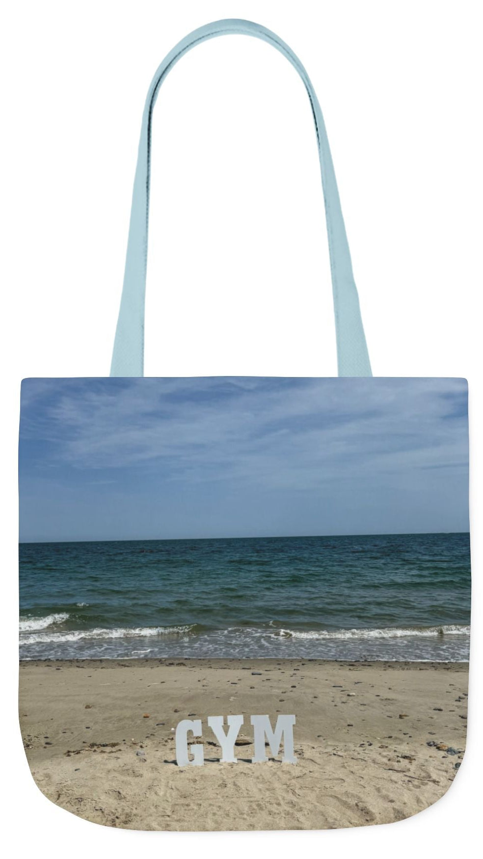 Gym Tote Bag 18” x 18” Same Print on Each Side. 4 Different Handle Color Options. “Beach Gym Bag”