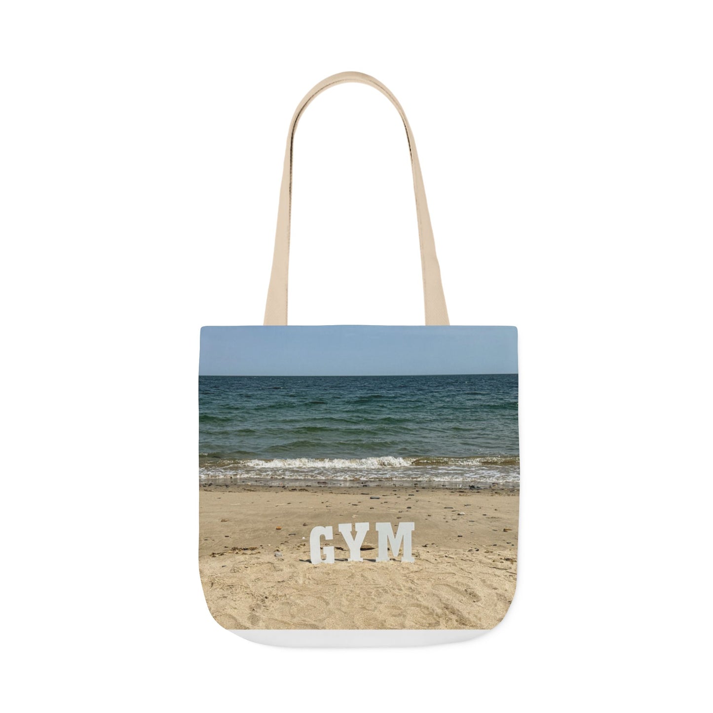 Gym Tote Bag 18” x 18” different print on each side. 5 Handle Color Options. “Seaside & Beach Gym Bag Personalized”