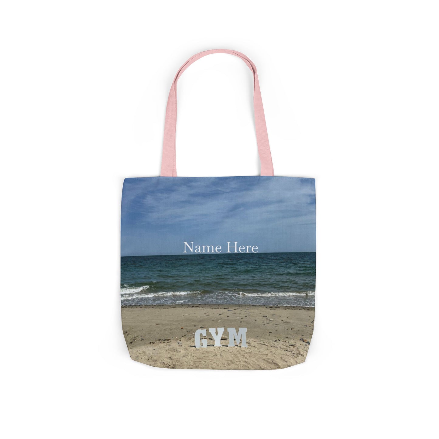 Gym Tote Bag 18” x 18” Same Print on Each Side. 4 Handle Color Options. “Beach Gym Bag Personalized"
