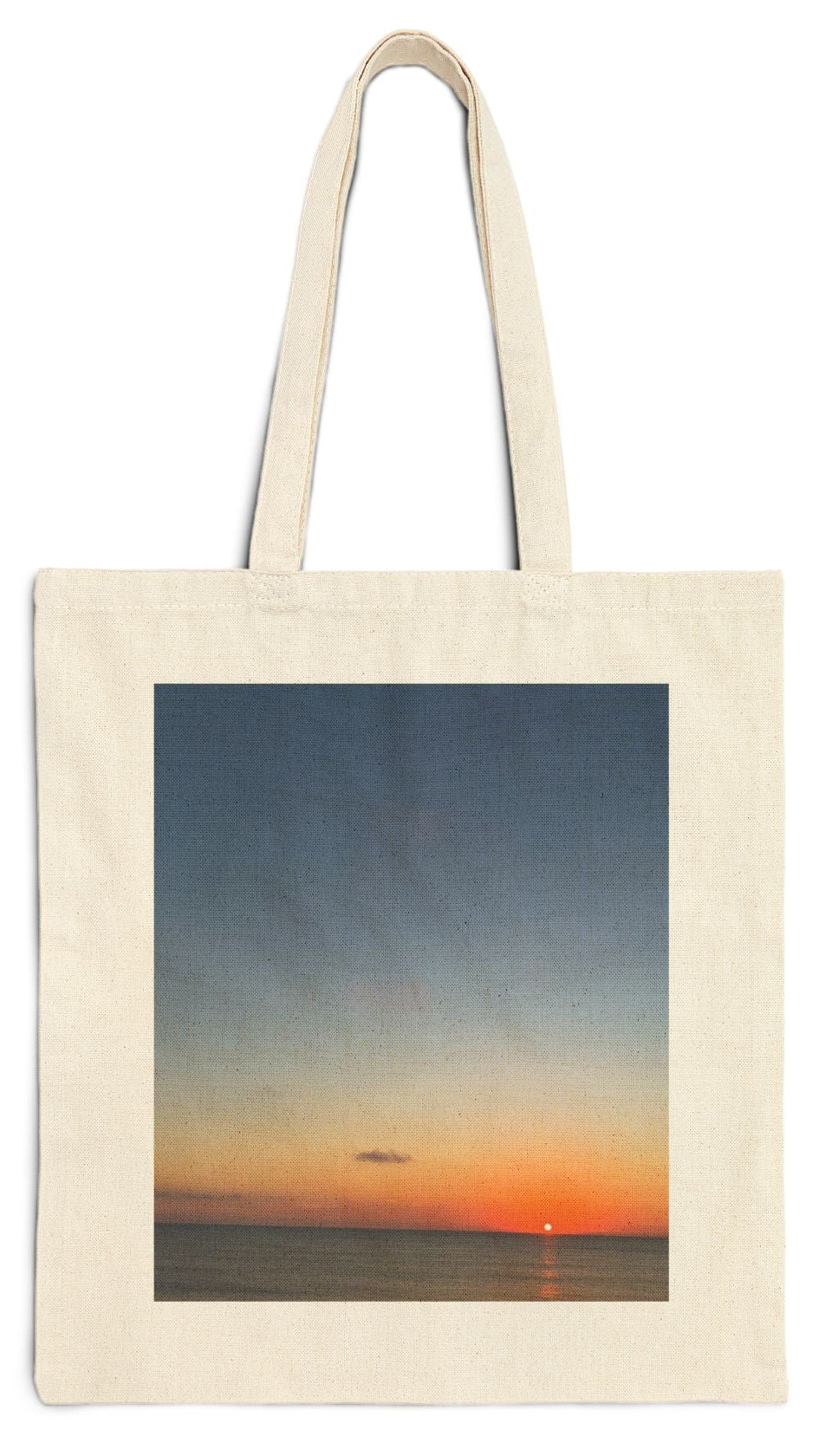 Everyday Tote Bag 15" x 16" Natural Color Cotton Canvas Tote Bag. “Seaside Daybreak & Sunrising”