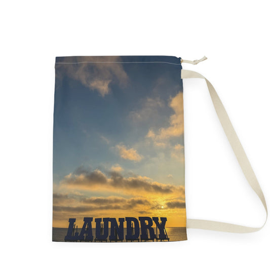 Laundry Bag with a Strap and Drawstring and Same Print on Each Side 28” x 36” “Seaside Sunrise Laundry”
