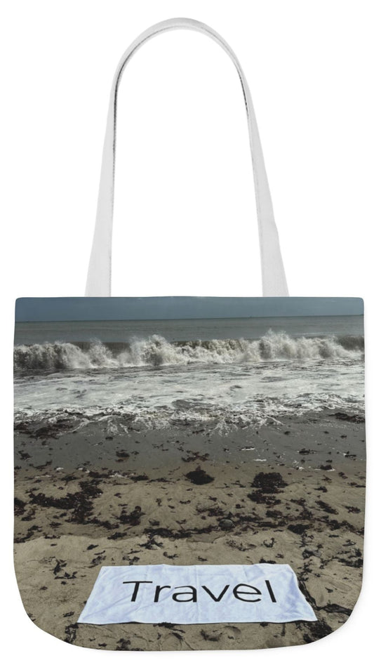 Travel Tote Bag 18” x 18” Same Allover Print on each Side. 4 Handle Color Options. “Wild Waves Travel Bag”