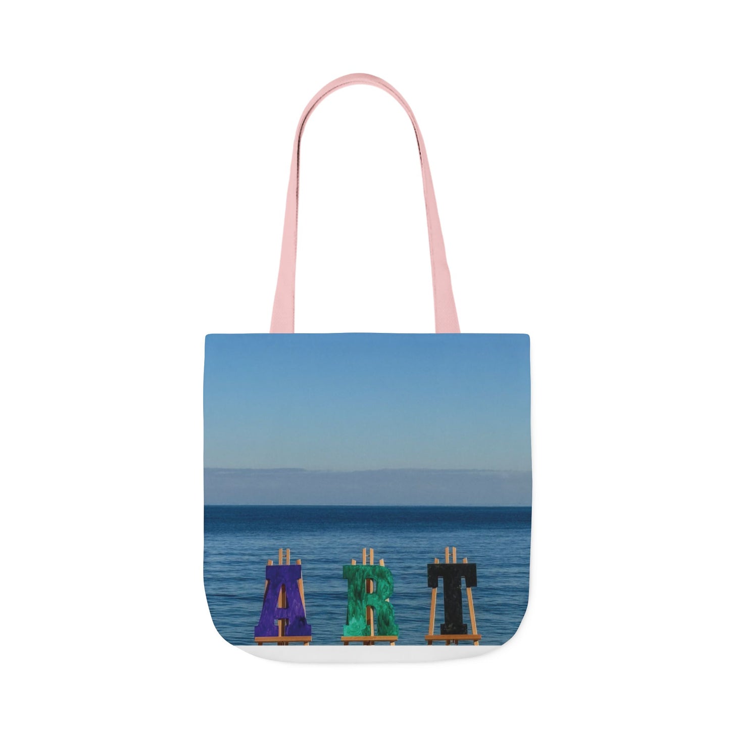 Art Tote Bag 18" x 18" same print on each side, 5-Color Handle options. "Seashore Art"