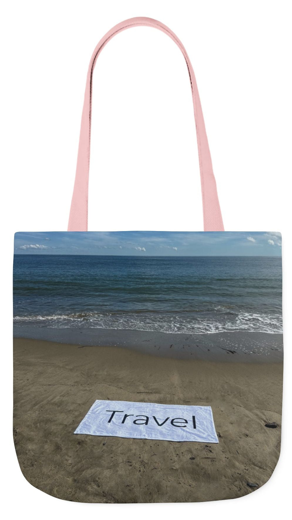 Travel Tote Bag 18” x 18” same print on each side. 4 Handle Color Options. “Beachfront Travel Bag”